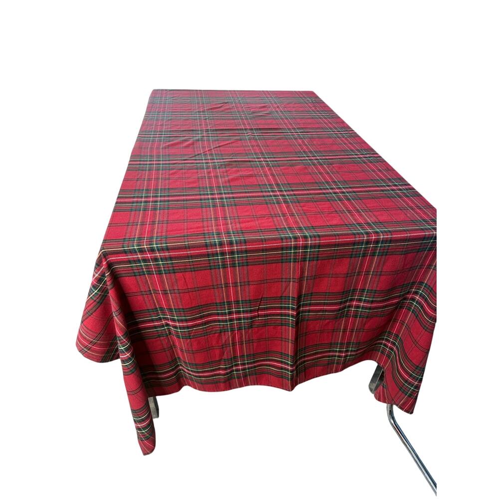 Bee & Willow Christmas Holiday Red Plaid 60" x 104” Tablecloth